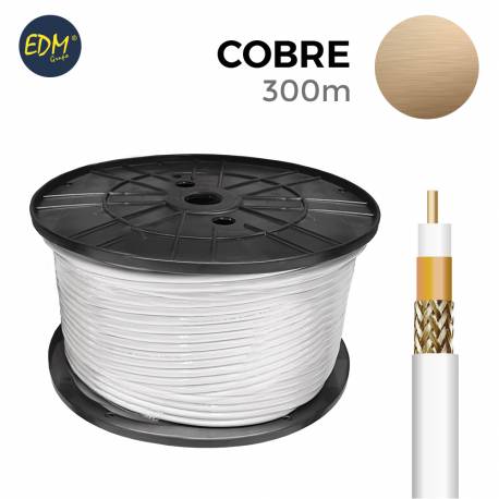 Carrete coaxial 100% cobre 300mts edm (bobina grande)