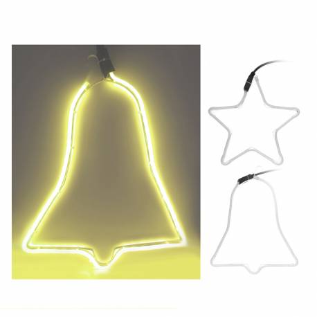 Figura tubo flexiled "efecto neon" amarillo medidas: campana 39,5x29cm estrella 29,5x29,5cm diseño surtidos