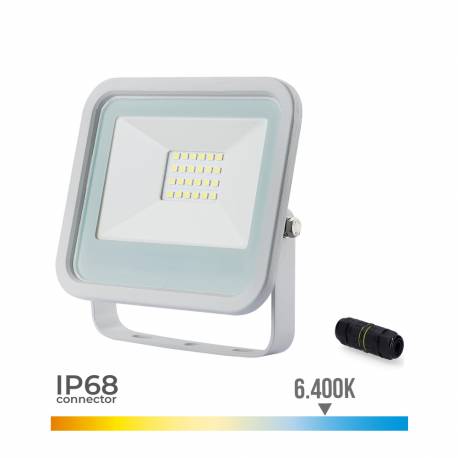Foco proyector led 20w 1400lm 6400k luz fria 12,4x10,6x2,8cm blanco edm