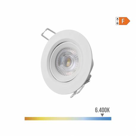 Downlight led empotrable redondo 5w 6400k luz fria marco blanco ø9cm edm